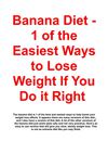 Banana Diet - 1 of the Easiest Ways to Lose Weight If You Do it Right