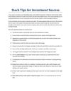 Stock Tips for Investment Success