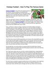 Fantasy Football – How To Play The Famous Game