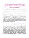 The Advantage of Having Direct To Home Appliances Reviews to the Company As Well As To the Customers
