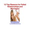 12 Top Reasons for Failed Relationships and Marriages! 
