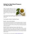 Herbal for High Blood Pressure: The 5 Major Benefits