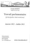 Travail parlementaire Janvier à Juillet 2011