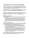 How To Stop Snoring – Snoring Cures & Remedies