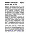 Beware of mobiles- it might affect your fertility