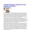 Facebook Fan Pages: A Huge Aid To Your Company's Marketing