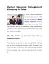 Human Resource Management Company in Tulsa