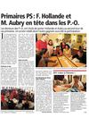 Analyse 1 er tour Primaires PS: Hollande grand favori des P.-O.