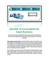 Benefits of Social Media for Small Business