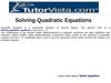 Solving Quadratic Equations