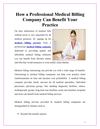 How a Professional Medical Billing Company Can Benefit Your Practice