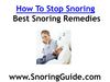 How To Stop Snoring - Snoring Remedies
