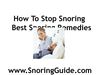 How To Stop Snoring - Snoring Remedies