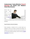 Customized, Cost-effective Payroll Services for Small and Medium Sized Businesses
