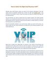How to Select the Right Small Business VoIP?
