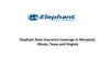 Elephant Auto Insurance Coverage in Maryland, Illinois, Texas and Virginia 