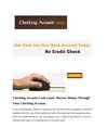 Checking Account Cash Loans- Borrow Money Through Your Checking Account
