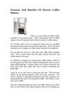 Features And Benefits Of Electric Coffee Makers