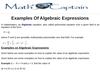 Examples Of Algebraic Expressions