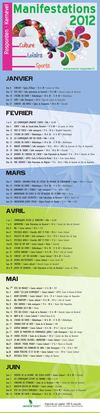 Calendrier des manifestations 2012