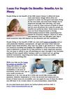 Loans For People On Benefits- Benefits Are In Plenty