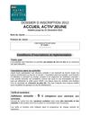 DOSSIER D INSCRIPTION 2012 ACTIV'JEUNE SAINT MARCELLIN