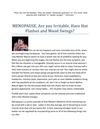 MENOPAUSE, Are you Irritable, Have Hot Flashes and Mood Swings..