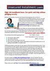 High risk installment loans- Get quick cash help without pledging security