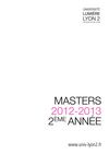 Université Lumière Lyon 2 - Catalogue Masters 2 2012-2013