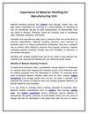Importance of Material Handling for Manufacturing Unit