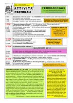 calendario della attività pastorali