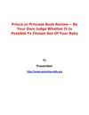 Prince or Princess Book Review – Be Your Own Judge Whether It Is Possible To Choose Sex Of Your Baby