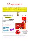 Journal CGT "le SOL'ISERE info" n°10 Déc. / Janv. 2012 pour les salariés de la SECU en Isère