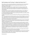 Self-Confidence And The Way To Obtain My Partner And I T