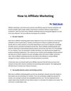 How to Affiliate Marketing