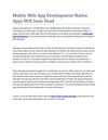 Mobile Web App Development-Native Apps Will Soon Dead