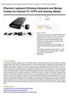 Phantom Lapboard Wireless Keyboard And Mouse Combo For Internet TV, HTPC And Gaming