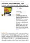 Anti-Glare TV-Protectortm Stylish TV Screen Protector For 58 And 60 Inch LCD, LED Or Plasma TV