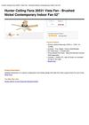 Hunter Ceiling Fans 20531 Vista Fan - Brushed Nickel Contemporary Indoor Fan 52
