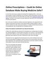 Online Prescriptions Could An Online Database Make Buying Medicine Safer