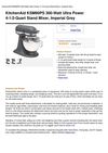 Kitchenaid KSM90PS 300-Watt Ultra Power 4-1 2-Quart Stand Mixer, Imperial Grey