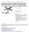 Hunter Fans 21433 52 Sonora Traditional Energy Star Antique Pewter Ceiling Fan W Light & Blades