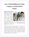 How a Medical Billing and Coding Company Can Help Medical Entities 