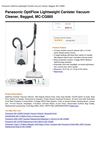 Panasonic Optiflow Lightweight Canister Vacuum Cleaner, Bagged, MC-CG885