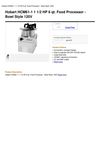 Hobart HCM61-1 1 1 2 HP 6 Qt. Food Processor - Bowl Style 120V