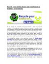 Recycle your mobile phones and contribute to a healthier environment!