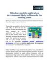 Windows mobile application development likely to bloom in the coming years