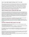How To Get High Quality One Way Links To Your Site