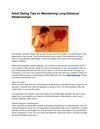 Adult Dating Tips on Maintaining Long-Distance Relationships
