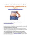 Acupuncture to Lose Weight as an Option